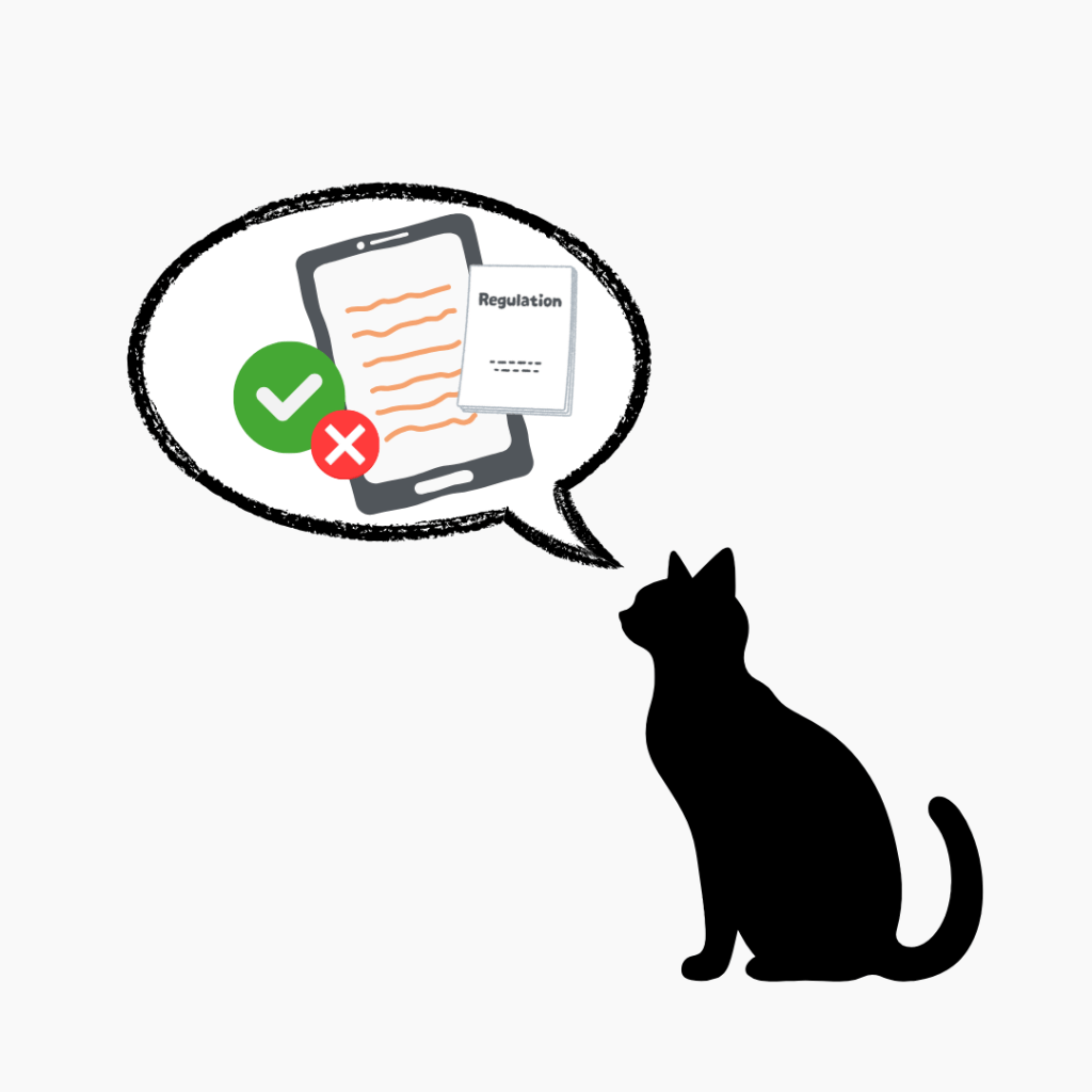 Imagen de un gato negro. Este tiene un bocadillo en el que aparece un libro digital, un manual, un tic verde y una cruz roja.